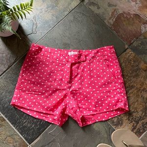 JCrew Pink with White Polk-a-Dot Linen Shorts, Size 2